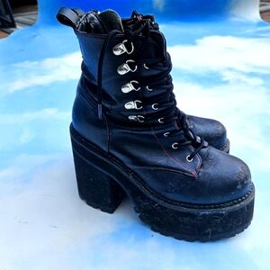 Demonia Black Lace Up Platform Boots